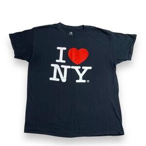 I Love New York Unisex T Shirt Top Short Sleeve Crew Neck Black Red White Large